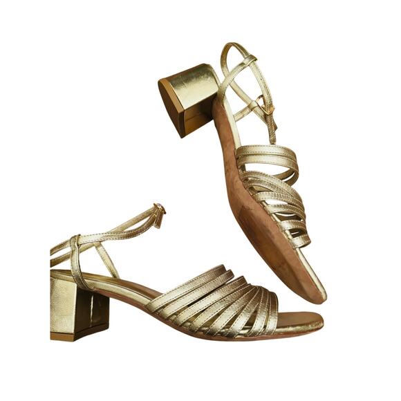 MANSUR GAVRIEL Women's Sun Block Gold Heel Sandals size 37 - Picture 10 of 15